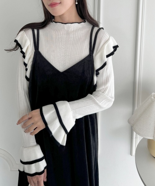 Loueme（ルエム）の「ダブルストラップコーデュロイキャミワンピース（ワンピース・レディース・モカ/ブラック/アイボリー・FREE）」の6枚目の写真