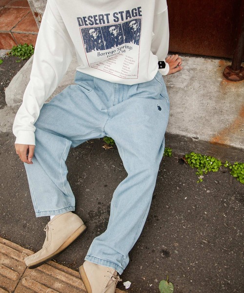 U.S. POLO ASSN.（ユーエスポロアッスン）の「【U.S. POLO ASSN.】 ワンポイント ロゴ 刺繍 デニム ・ ツイル バルーン ワイドパンツ（デニムパンツ・メンズ・ブラック系/ベージュ/ブルー/ブラック/サックスブルー/ワンウォッシュ/カーキ/オリーブ・SMALL/MEDIUM/LARGE/X-LARGE）」の17枚目の写真