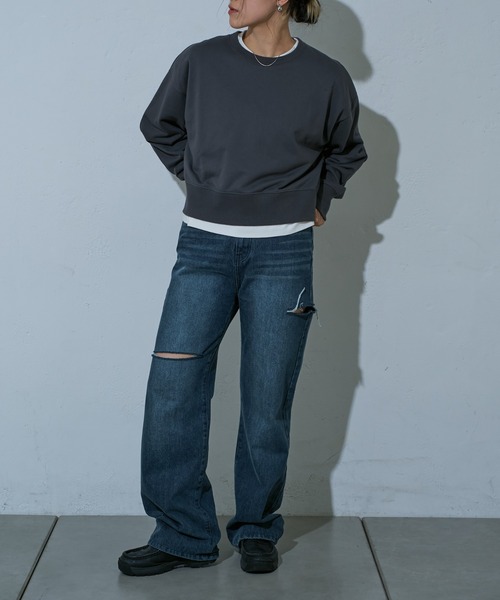 COLONY 2139（コロニートゥーワンスリーナイン）の「WEB・一部店舗限定 /クロップドビッグスウエット（スウェット・レディース・アイボリー/ブラック/チャコールグレー・FREE）」の10枚目の写真