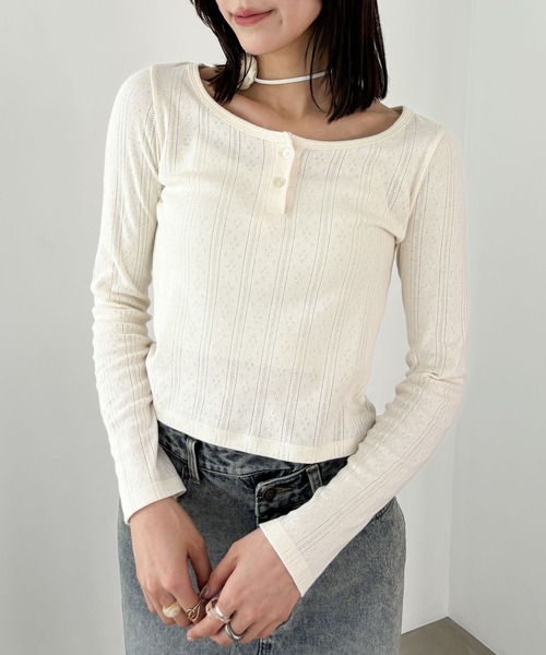 Heather(ヘザー)の「パターンメッシュカットソー 145152(Tシャツ/カットソー・レディース・アイボリー/ブラック/グレー系その他・FREE)」の13枚目の写真