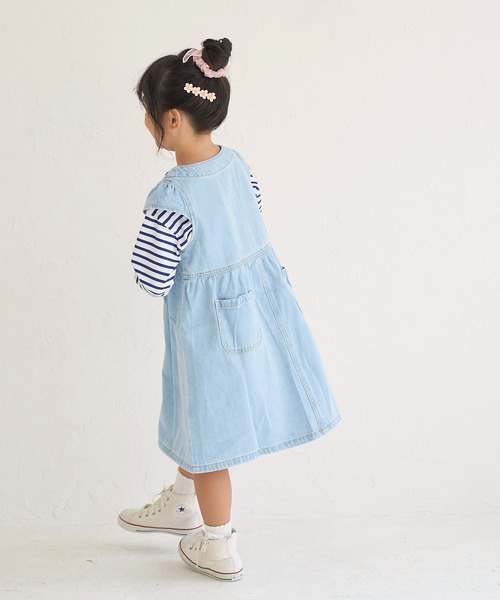 ROPE' PICNIC(ロペピクニック)の「【親子リンク】デニムワンピース(ワンピース・キッズ・ネイビー/サックスブルー・140/150/110/120/130)」の4枚目の写真