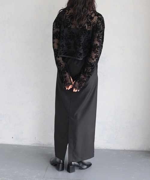 &g'aime（アンジェム）の「【&g’aime】フロッキープリント総柄シアーカーディガン　FLOWER FLOCKY PRINT SHEER CARDIGAN（カーディガン/ボレロ・レディース・ブラック・FREE）」の22枚目の写真