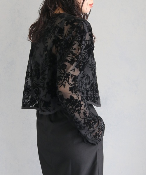 &g'aime（アンジェム）の「【&g’aime】フロッキープリント総柄シアーカーディガン　FLOWER FLOCKY PRINT SHEER CARDIGAN（カーディガン/ボレロ・レディース・ブラック・FREE）」の15枚目の写真