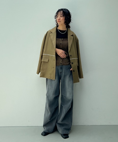 y/m（イム）の「透かし編みニットビスチェ（ベスト・レディース・オフホワイト/ブラウン・FREE）」の5枚目の写真