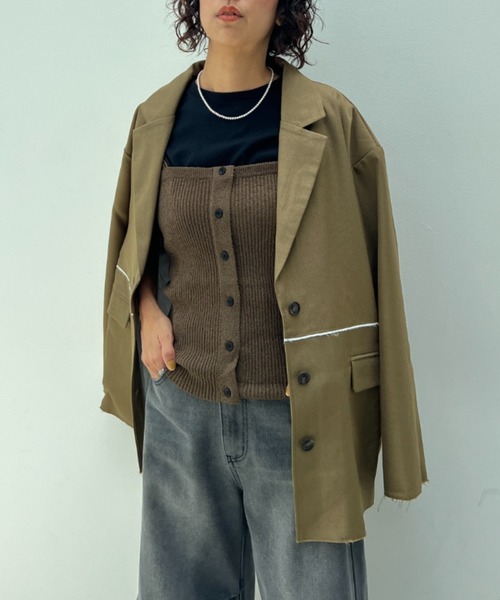 y/m（イム）の「透かし編みニットビスチェ（ベスト・レディース・オフホワイト/ブラウン・FREE）」の4枚目の写真