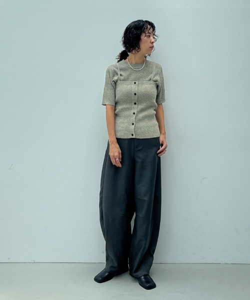 y/m（イム）の「透かし編みニットビスチェ（ベスト・レディース・オフホワイト/ブラウン・FREE）」の16枚目の写真