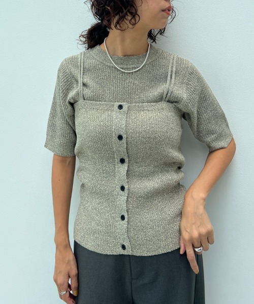 y/m（イム）の「透かし編みニットビスチェ（ベスト・レディース・オフホワイト/ブラウン・FREE）」の6枚目の写真