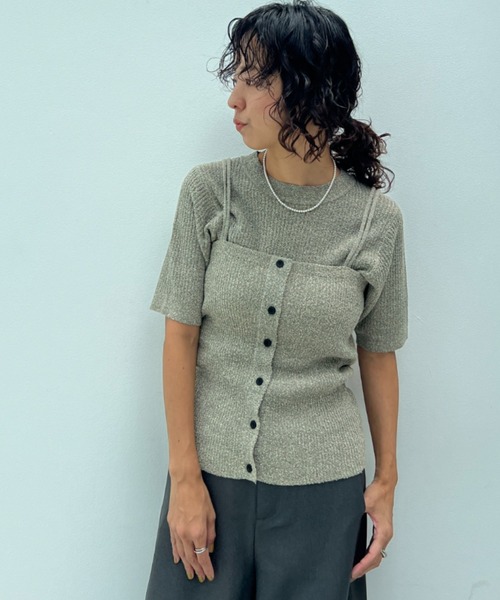 y/m（イム）の「透かし編みニットビスチェ（ベスト・レディース・オフホワイト/ブラウン・FREE）」の8枚目の写真