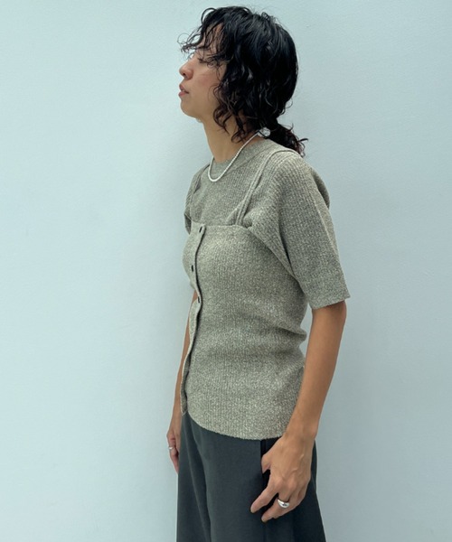 y/m（イム）の「透かし編みニットビスチェ（ベスト・レディース・オフホワイト/ブラウン・FREE）」の10枚目の写真