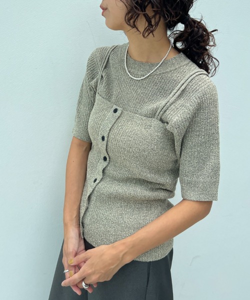 y/m（イム）の「透かし編みニットビスチェ（ベスト・レディース・オフホワイト/ブラウン・FREE）」の11枚目の写真