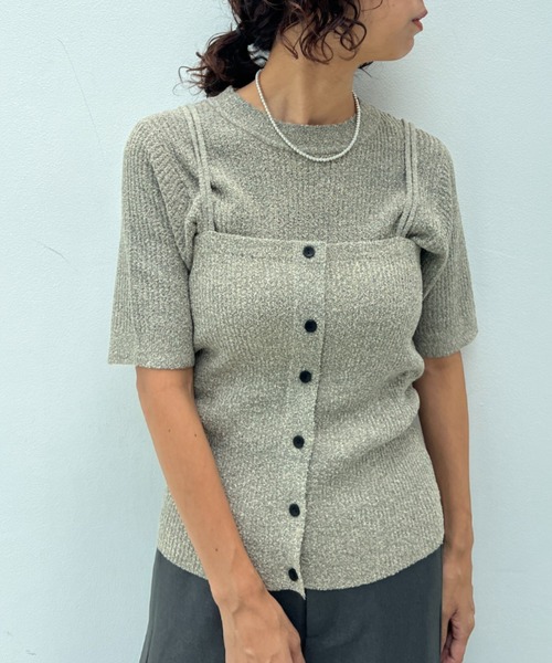 y/m（イム）の「透かし編みニットビスチェ（ベスト・レディース・オフホワイト/ブラウン・FREE）」の9枚目の写真