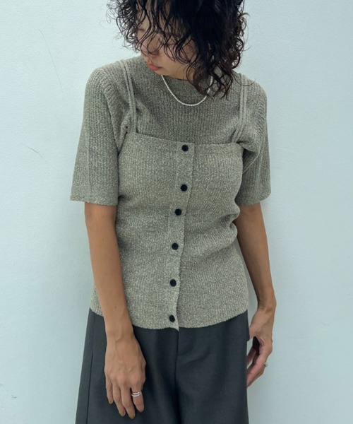 y/m（イム）の「透かし編みニットビスチェ（ベスト・レディース・オフホワイト/ブラウン・FREE）」の7枚目の写真