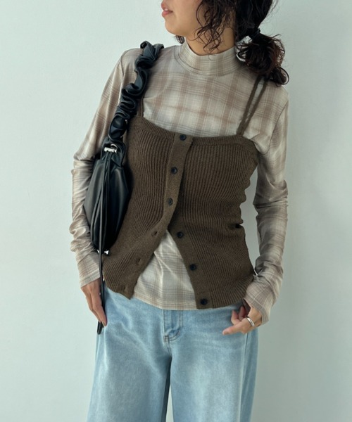 y/m（イム）の「透かし編みニットビスチェ（ベスト・レディース・オフホワイト/ブラウン・FREE）」の19枚目の写真