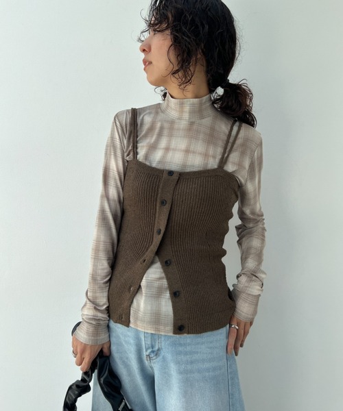 y/m（イム）の「透かし編みニットビスチェ（ベスト・レディース・オフホワイト/ブラウン・FREE）」の20枚目の写真