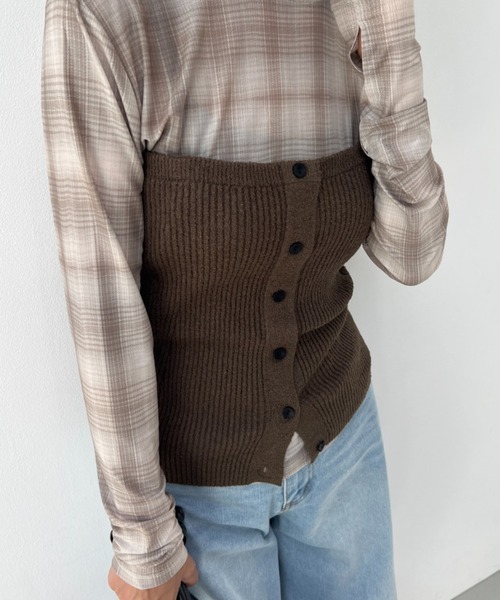 y/m（イム）の「透かし編みニットビスチェ（ベスト・レディース・オフホワイト/ブラウン・FREE）」の22枚目の写真
