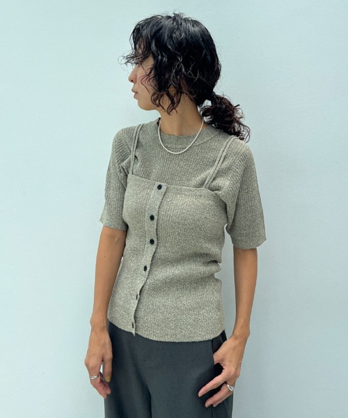 y/m（イム）の「透かし編みニットビスチェ（ベスト・レディース・オフホワイト/ブラウン・FREE）」の18枚目の写真