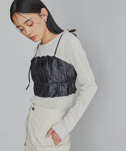 VIS（ビス）の「【ご好評につき追加生産】シアーベロアロンT【洗える】（Tシャツ/カットソー・レディース・グレー/オフホワイト/ピンク・FREE）」の13枚目の写真