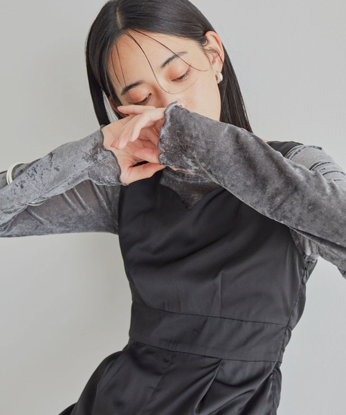 VIS（ビス）の「【ご好評につき追加生産】シアーベロアロンT【洗える】（Tシャツ/カットソー・レディース・グレー/オフホワイト/ピンク・FREE）」の11枚目の写真