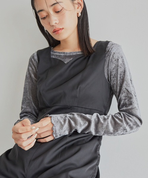 VIS（ビス）の「【ご好評につき追加生産】シアーベロアロンT【洗える】（Tシャツ/カットソー・レディース・グレー/オフホワイト/ピンク・FREE）」の10枚目の写真