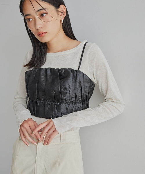 VIS（ビス）の「【ご好評につき追加生産】シアーベロアロンT【洗える】（Tシャツ/カットソー・レディース・グレー/オフホワイト/ピンク・FREE）」の18枚目の写真