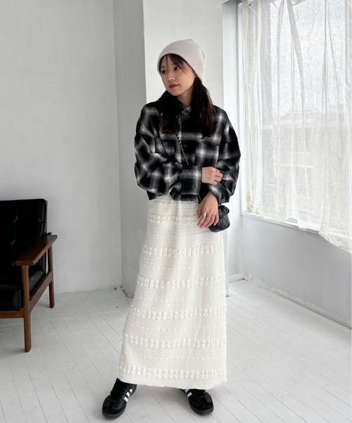 EPIMI E'PIMMY（エピミエピミー）の「ショート丈オンブレチェックシャツ（シャツ/ブラウス・レディース・アイボリー/ブラック/ブラウン・MEDIUM）」の15枚目の写真