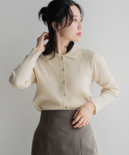 LOWRYS FARM(ローリーズファーム)の「コンパクトポロニットロングスリーブ 141126(ニット/セーター・レディース・ベージュ系その他/アイボリー/ブラック・FREE)」の14枚目の写真