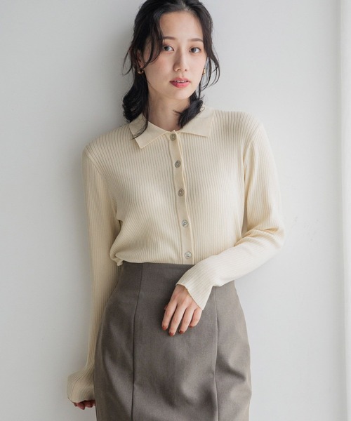 LOWRYS FARM(ローリーズファーム)の「コンパクトポロニットロングスリーブ 141126(ニット/セーター・レディース・ベージュ系その他/アイボリー/ブラック・FREE)」の15枚目の写真