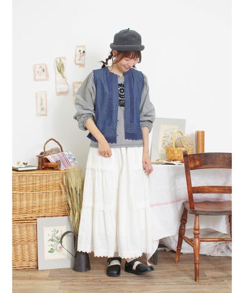 Samansa Mos2（サマンサ モスモス）の「裾スカラップレースベスト（ベスト・レディース・モカ/ネイビー/チャコールグレー/オフホワイト・F）」の16枚目の写真