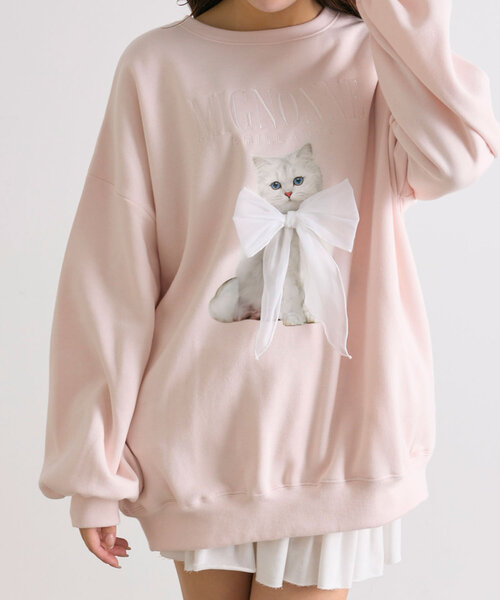 オリーブ デ オリーブ ★おめかしネコスウェット ・オフホワイト ネコスウェット（Tシャツ/カットソー）｜OLIVE des OLIVE