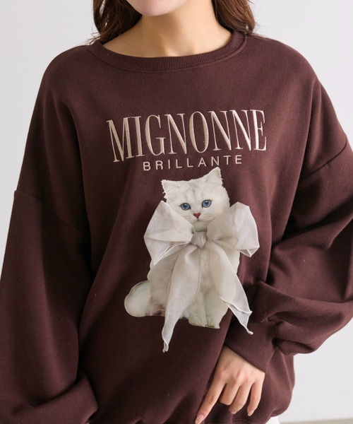 OLIVE des OLIVE(オリーブデオリーブ)の「ネコスウェット(Tシャツ/カットソー・レディース・ホワイト/スミクロ/オフホワイト/ブラック系その他/トップグレー/サックスブルー/ピンク/ブラウン・FREE)」の6枚目の写真