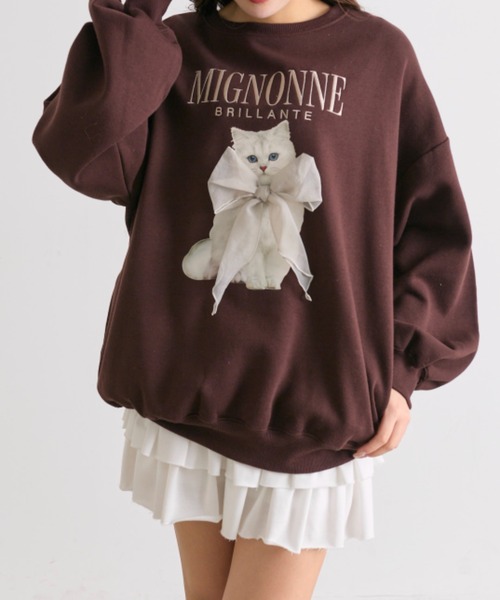 OLIVE des OLIVE(オリーブデオリーブ)の「ネコスウェット(Tシャツ/カットソー・レディース・ホワイト/スミクロ/オフホワイト/ブラック系その他/トップグレー/サックスブルー/ピンク/ブラウン・FREE)」の19枚目の写真