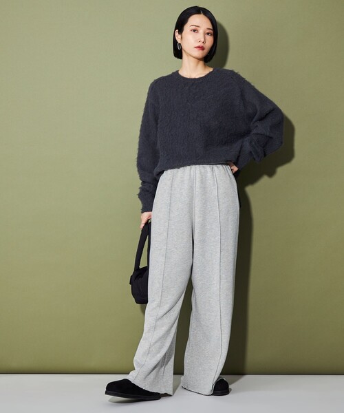 CITEN(シテン)の「<CITEN>ピンタックスウェットワイドパンツ(スウェットパンツ・レディース・ダークグレー/ライトグレー・S/M)」の4枚目の写真