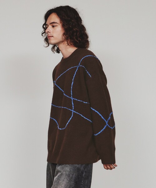 tk.TAKEO KIKUCHI（ティーケータケオキクチ）の「◆ラインアートニット（ニット/セーター・メンズ・ブラウン系その他/ライトグレー/ブラック・03/02）」の22枚目の写真