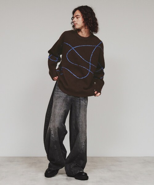 tk.TAKEO KIKUCHI（ティーケータケオキクチ）の「◆ラインアートニット（ニット/セーター・メンズ・ブラウン系その他/ライトグレー/ブラック・03/02）」の10枚目の写真