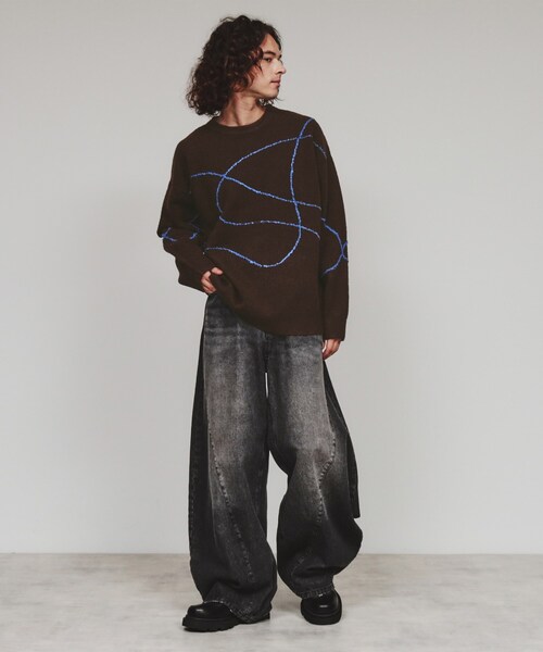 tk.TAKEO KIKUCHI（ティーケータケオキクチ）の「◆ラインアートニット（ニット/セーター・メンズ・ブラウン系その他/ライトグレー/ブラック・03/02）」の11枚目の写真