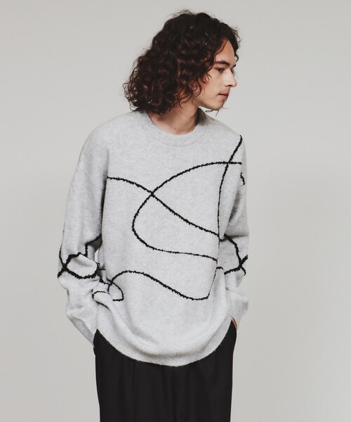 tk.TAKEO KIKUCHI（ティーケータケオキクチ）の「◆ラインアートニット（ニット/セーター・メンズ・ブラウン系その他/ライトグレー/ブラック・03/02）」の13枚目の写真
