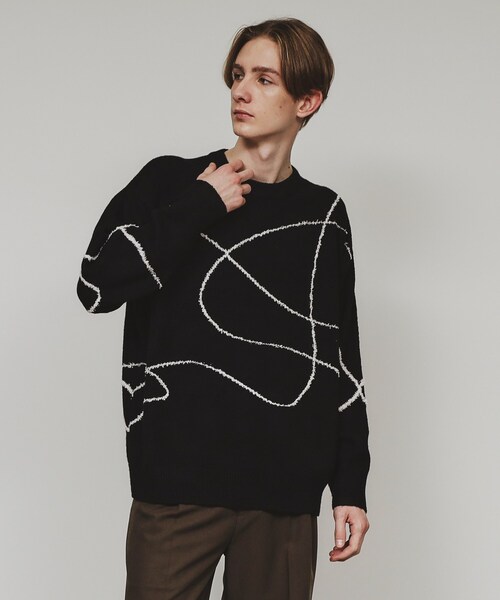 tk.TAKEO KIKUCHI（ティーケータケオキクチ）の「◆ラインアートニット（ニット/セーター・メンズ・ブラウン系その他/ライトグレー/ブラック・03/02）」の6枚目の写真