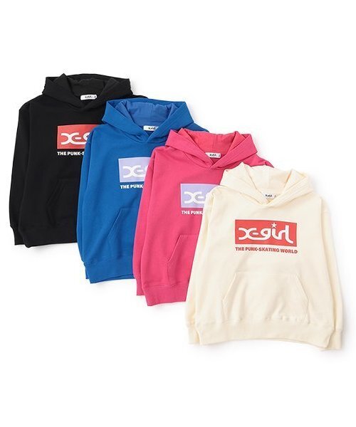 X-girl Stages(エックスガールステージス)の「ボックスロゴパーカー(パーカー・キッズ・ブラック/ピンク/ブルー/アイボリー・80cm/90cm/100cm/110cm/120cm/130cm/140cm)」の12枚目の写真