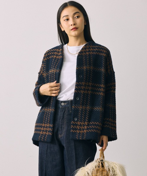 John Branigan】Vネックチェックジャケット