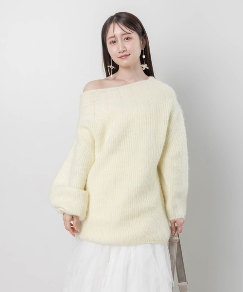 RANDA（ランダ）の「【選べる丈感】ルーズフィットミニニットワンピース（ワンピース・レディース・ピンク/ベージュ/イエロー/アイボリー・FREE/FT）」の3枚目の写真