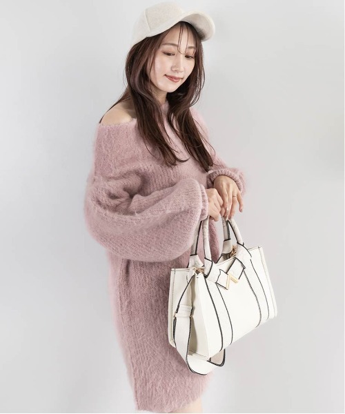 RANDA（ランダ）の「【選べる丈感】ルーズフィットミニニットワンピース（ワンピース・レディース・ピンク/ベージュ/イエロー/アイボリー・FREE/FT）」の6枚目の写真