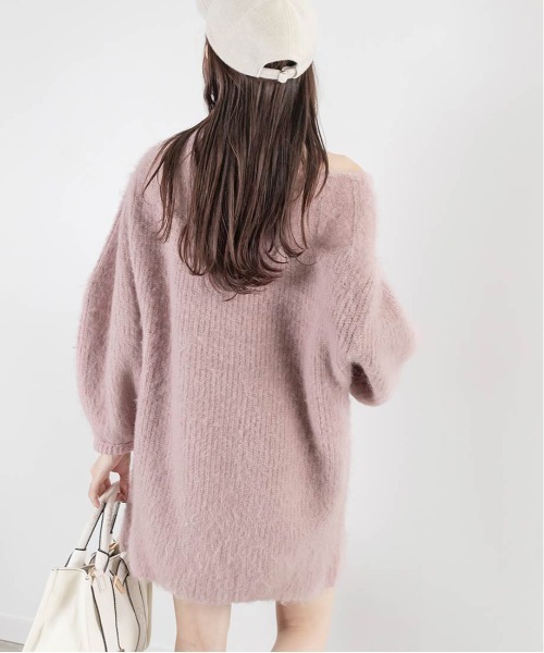 RANDA（ランダ）の「【選べる丈感】ルーズフィットミニニットワンピース（ワンピース・レディース・ピンク/ベージュ/イエロー/アイボリー・FREE/FT）」の8枚目の写真