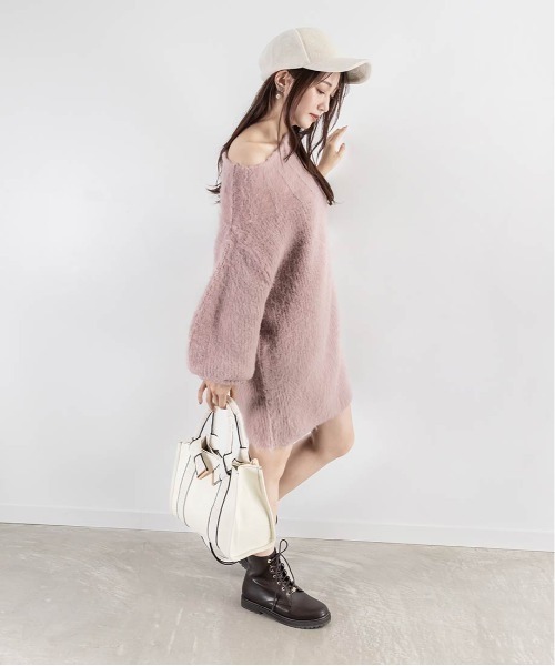 RANDA（ランダ）の「【選べる丈感】ルーズフィットミニニットワンピース（ワンピース・レディース・ピンク/ベージュ/イエロー/アイボリー・FREE/FT）」の9枚目の写真