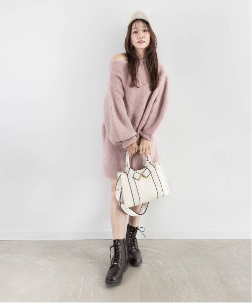 RANDA（ランダ）の「【選べる丈感】ルーズフィットミニニットワンピース（ワンピース・レディース・ピンク/ベージュ/イエロー/アイボリー・FREE/FT）」の10枚目の写真