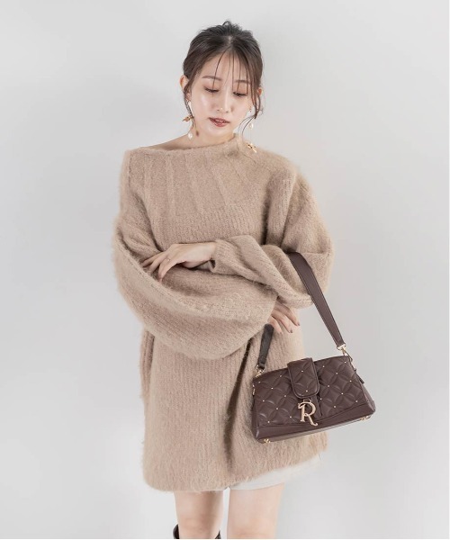 RANDA（ランダ）の「【選べる丈感】ルーズフィットミニニットワンピース（ワンピース・レディース・ピンク/ベージュ/イエロー/アイボリー・FREE/FT）」の12枚目の写真