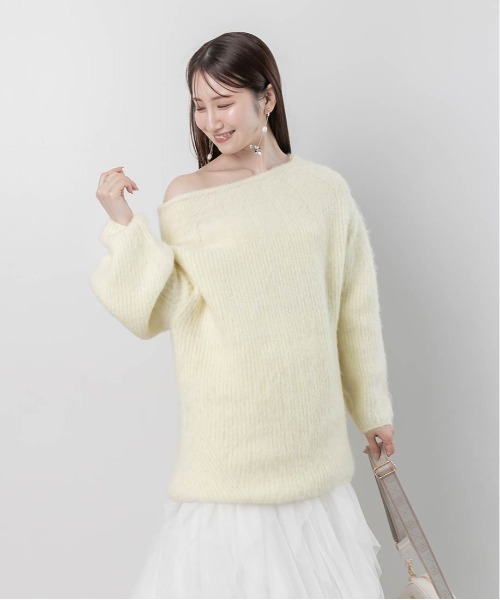 RANDA（ランダ）の「【選べる丈感】ルーズフィットミニニットワンピース（ワンピース・レディース・ピンク/ベージュ/イエロー/アイボリー・FREE/FT）」の19枚目の写真