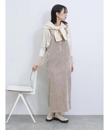 Samansa Mos2 blue | ストレッチコーデュロイジャンスカ(ワンピース)