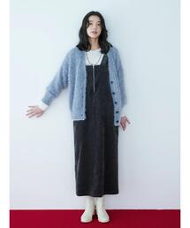 Samansa Mos2 blue | ストレッチコーデュロイジャンスカ(ワンピース)