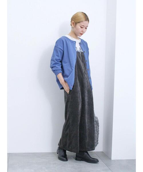 Samansa Mos2 blue(サマンサモスモスブルー)の「ストレッチコーデュロイジャンスカ(ワンピース・レディース・ライトベージュ/チャコールグレー/ブラウン・F)」の12枚目の写真
