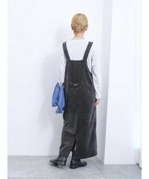 Samansa Mos2 blue(サマンサモスモスブルー)の「ストレッチコーデュロイジャンスカ(ワンピース・レディース・ライトベージュ/チャコールグレー/ブラウン・F)」の5枚目の写真